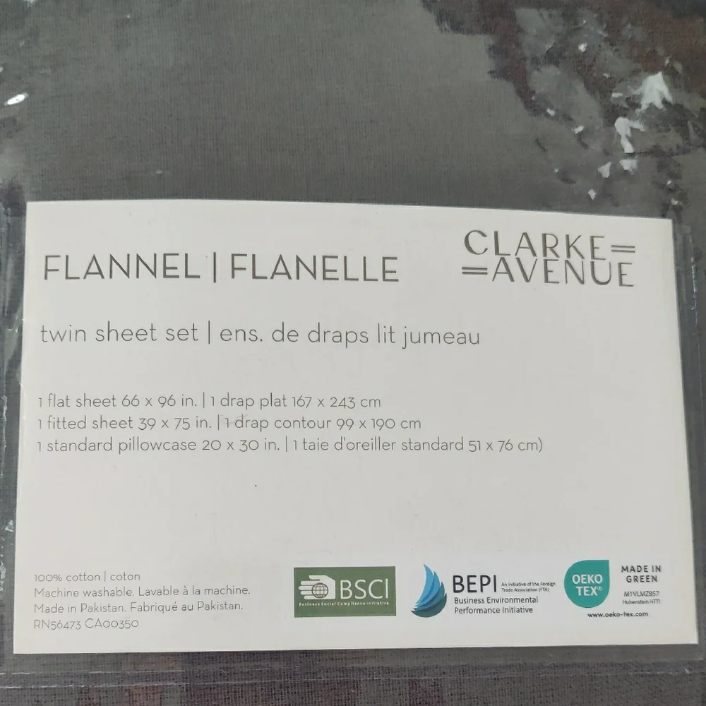 New!Clarke Avenue flannel twin sheet set. 100% cotton Flannel Twin Sheet Set Y2K